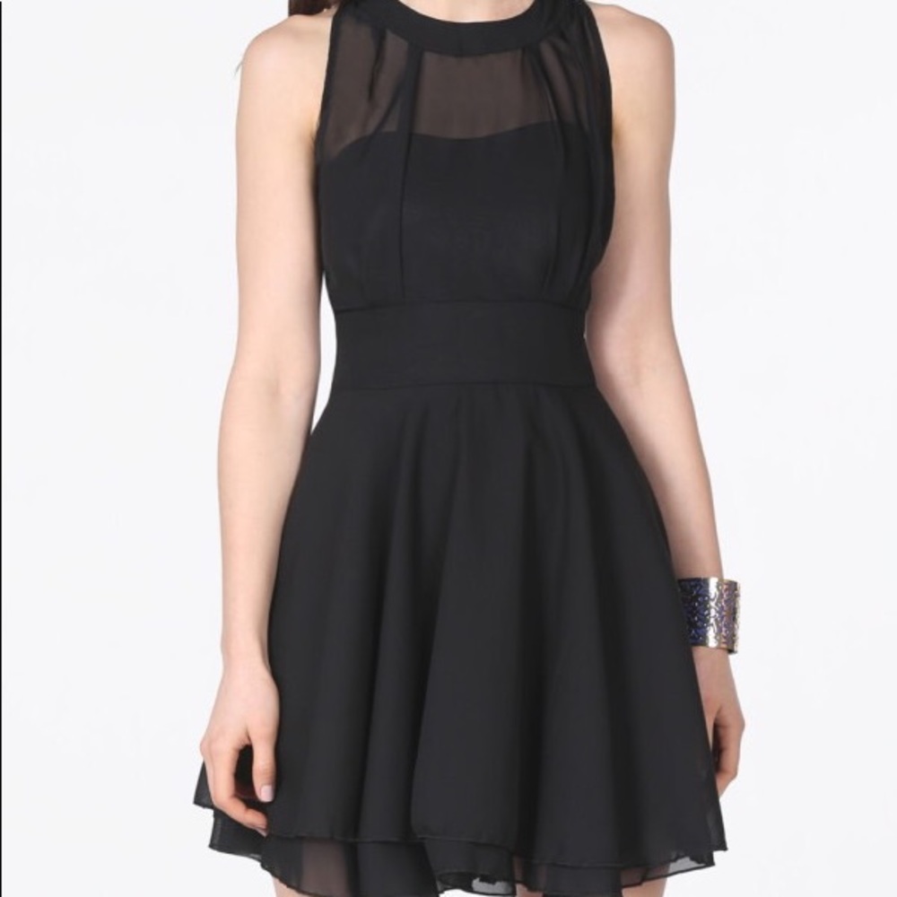 NEW in Package - Black Contrast Mesh Yoke Dress